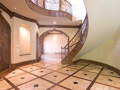 Entrance Foyer With Spiral Staircase Construction